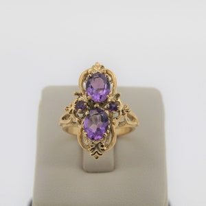 Vintage 1970's Handmade 14K Yellow Gold Amethyst Ring