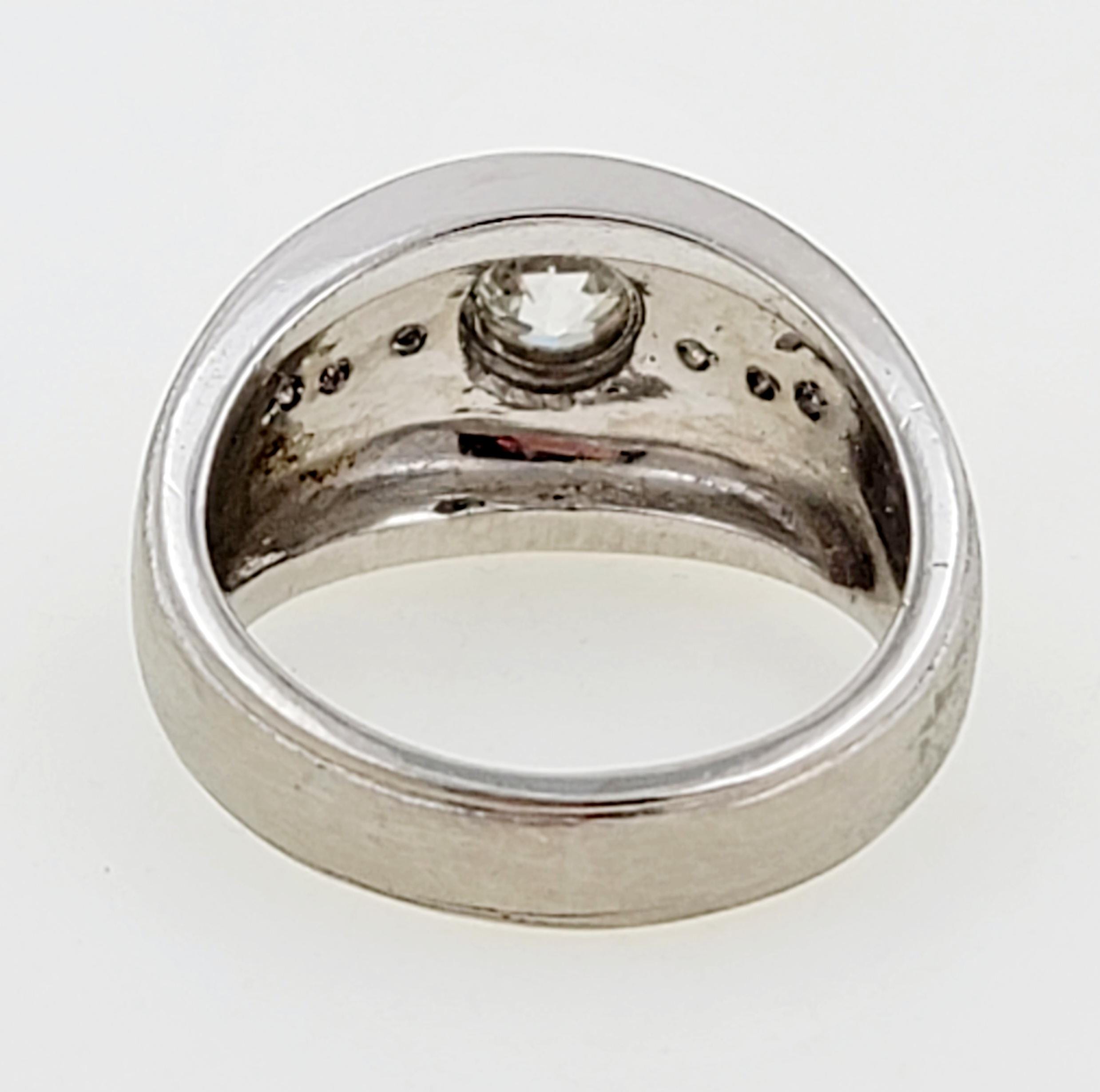 ハンドメイドヴィンテージ14Kホワイトゴールドダイヤモンドリング