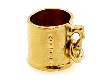 Vintage 1950s Handmade 14K Yellow Gold Baby Cup Charm Pendant