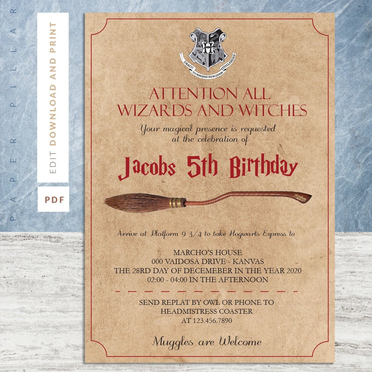 Harry Potter Party Invitation Harry Potter Birthday Party 