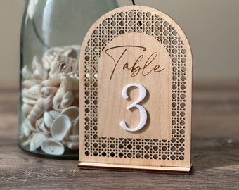 Rattan Table Numbers/ Boho Table Numbers/ Wood Table Number/ Wedding Table Number/ Event Signage