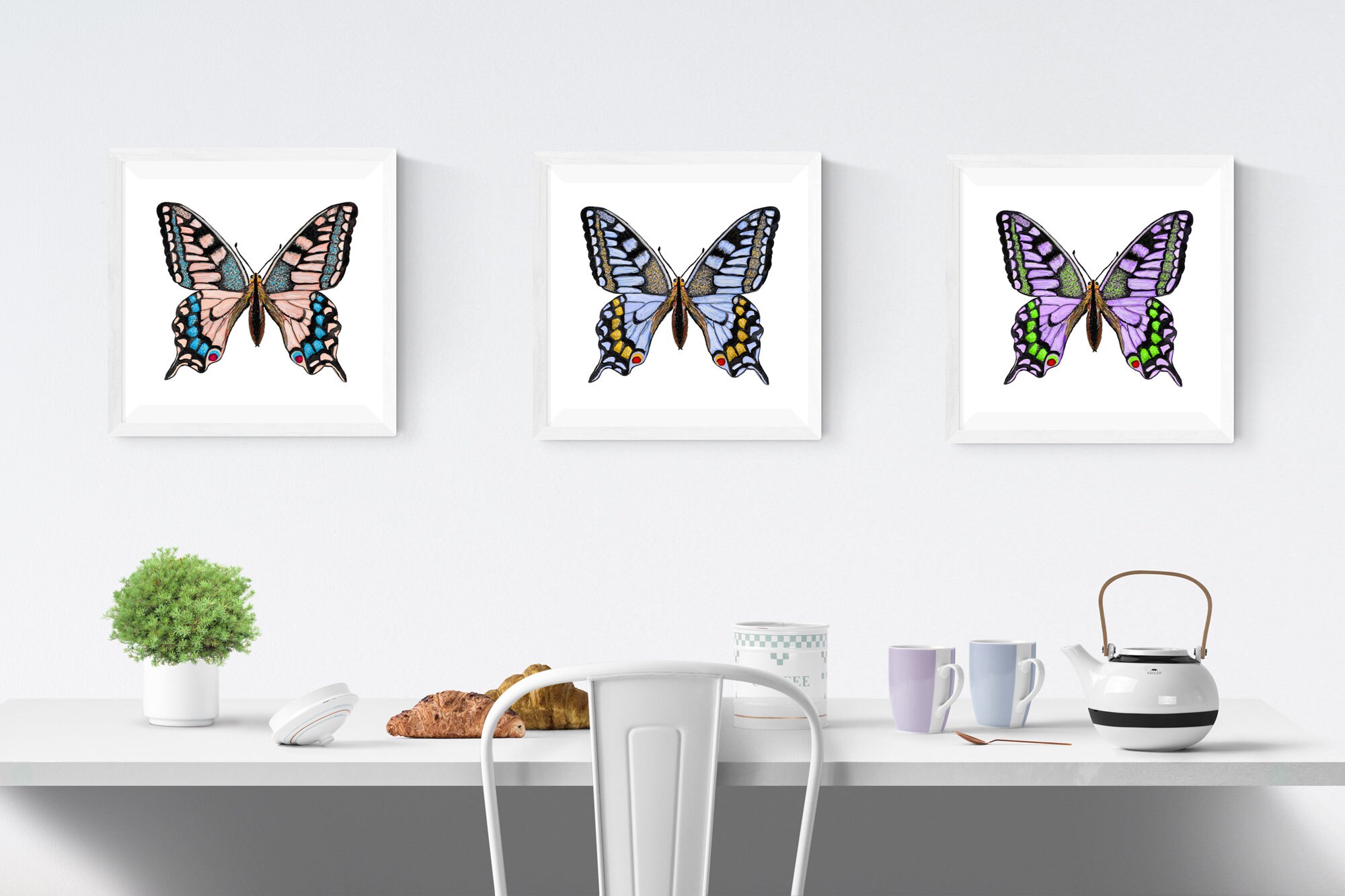 Purple and green swallowtail butterfly print instant digital | Etsy