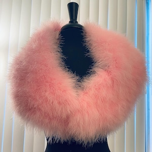 Luxurious Pink Marabou Feather Shawl: Vintage Inspired Satin lined wrap