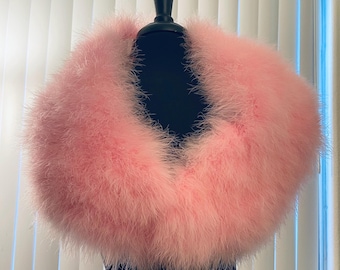 Luxurious Pink Marabou Feather Shawl: Vintage Inspired Satin lined wrap