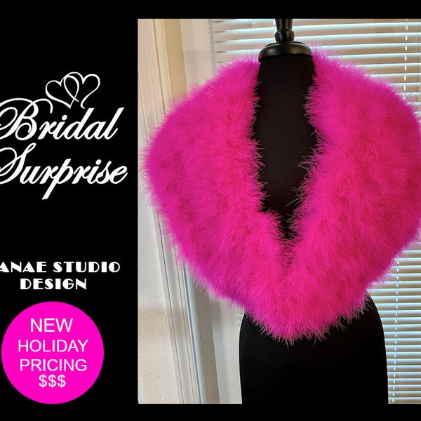 Luxurious Barbie Pink Vintage Inspired Marabou Feather Shawl Wedding Prom Valentines Day gift