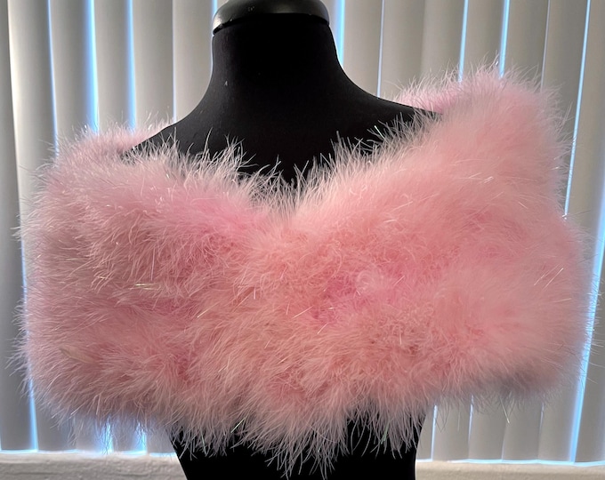 Bubbly Gum Pink With Lurex Marabou Feather Shawl: Vintage Inspired ...