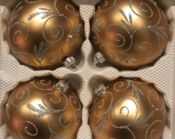 10cm Extra Large Christmas Baubles SET Gold Glass Baubles Etsy