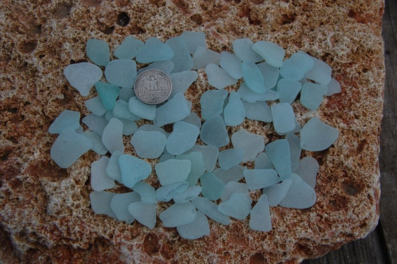 Lightly Frosted Large Genuine Turquoise Sea Glass