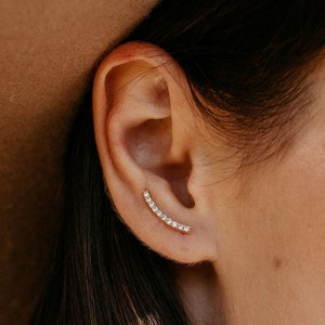 Minimalist Crescent Moon Ear Climbers | Ear Crawlers |Crawler Earrings|Bridesmaids Gift |Girlfriend|Valentine’s Day Gift | Mother’s Day Gift