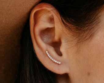 Minimalist Crescent Moon Ear Climbers | Ear Crawlers |Crawler Earrings|Bridesmaids Gift |Girlfriend|Valentine’s Day Gift | Mother’s Day Gift