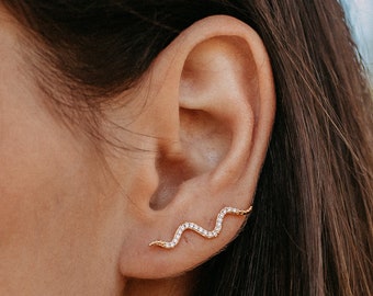 Minimalist Snake Everlasting Love Ear Crawlers | Serpent Ear Climbers |Crawler Earrings |Bridesmaids Gift |Valentine’s Day Gift|Mother’s Day