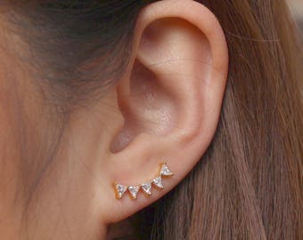 Minimalist Crown Ear Climbers |Geometric Crawlers | Crawler Earrings | Ear Sweeps | Ear Pins | Bridesmaids Gifts | Girlfriend | Mother's Day
