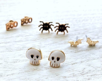 Halloween earrings | Ghost earrings | Jack-o-lantern | Witches hat | Spiders | Pumpkin | Spooky Earrings | Halloween Earring Set | Studs