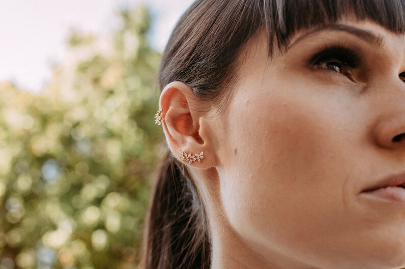 Minimalist Jasmine Ear Crawlers | Ear Climbers | Bridesmaid Earrings | Ear Crawler | Bridesmaid Gift|Valentine’s Day Gift |Mother’s Day Gift image 9