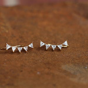 Minimalist Crown Ear Climbers Geometric Crawlers Crawler Earrings Ear Sweeps Ear Pins Bridesmaids Gifts Girlfriend Mother's Day image 4