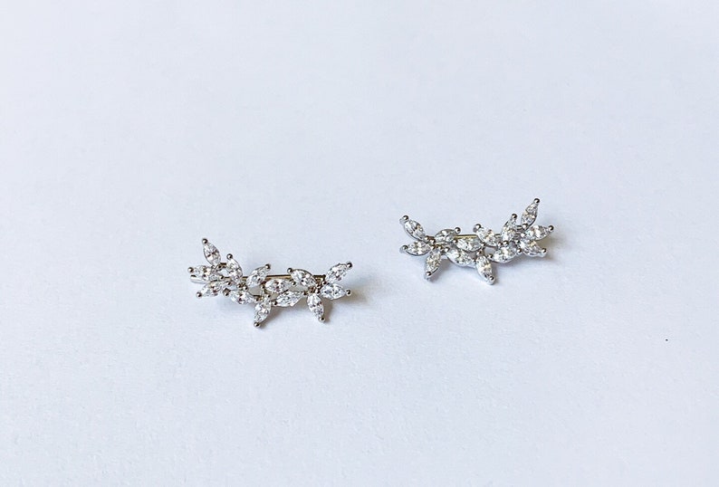 Minimalist Jasmine Ear Crawlers | Ear Climbers | Bridesmaid Earrings | Ear Crawler | Bridesmaid Gift|Valentine’s Day Gift |Mother’s Day Gift Silver