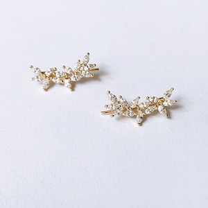 Minimalist Jasmine Ear Crawlers | Ear Climbers | Bridesmaid Earrings | Ear Crawler | Bridesmaid Gift|Valentine’s Day Gift |Mother’s Day Gift Gold