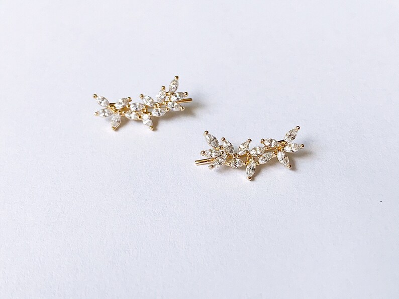 Minimalist Jasmine Ear Crawlers | Ear Climbers | Bridesmaid Earrings | Ear Crawler | Bridesmaid Gift|Valentine’s Day Gift |Mother’s Day Gift Gold