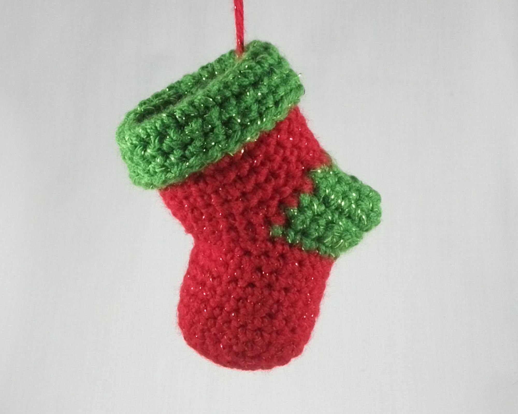 Mini Crochet Christmas Stocking Handcrafted Décor Holiday Etsy UK
