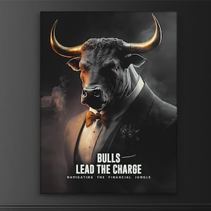 Bull Market Canvas Print  Wall Street Bull Art  Investor Mindset Decor Financial Trading Inspiration