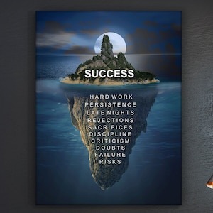 Success Canvas Print, Motivational Office Wall Art, Entrepreneurial Mindset Decor, Inspirational Hustle Poster, Achievement Digital Art