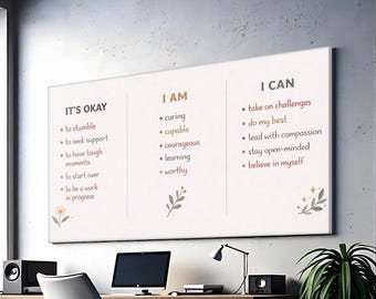 Mental Health Affirmation Wall Art, Positive Self Talk Print, Kids Room Decor, Therapy Office Wall Art, Classroom Poster - SH308B