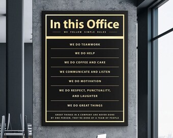 In This Office Wall Art, Office Rules Poster, Teamwork Motivation Print, Workplace Decor Canvas, Business Office Wall Decor, Digital File