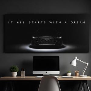 Audi RS6 Wall Art – Dream Big Motivational Canvas | Supercar Poster | Luxury Car Art Print | Office Decor | Car Lover Gift