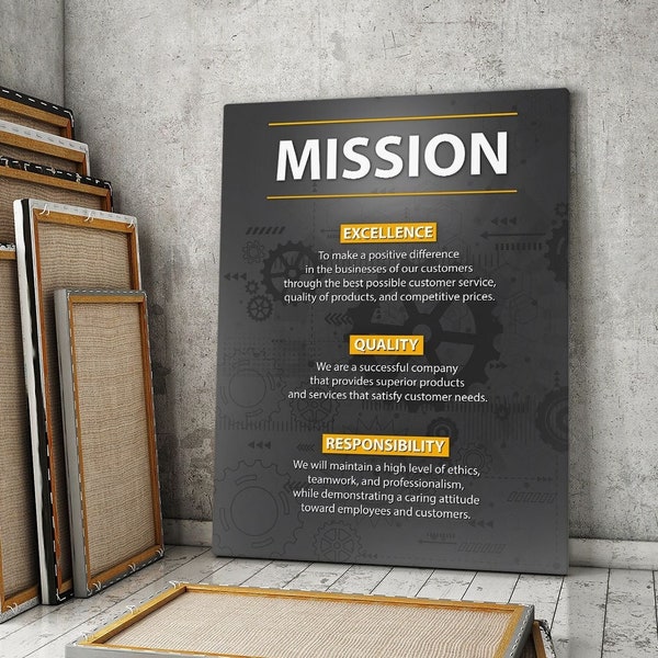 Mission Statement Company Office Wall Decor Canvas Print Inspirational Team Poster Business Printable Core Values Digital Art Success Quote