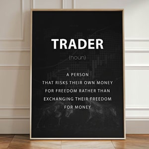 Framed Wall Art for Wall Decor - Trader noun Definition Stock Market Art - Wall Hanging Digital Wall Art - Digital Download Stock Market Art