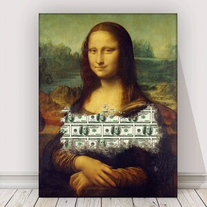 Mona Lisa Canvas Print Office Decor Modern Art Money Motivation Inspirational Decoration Pop Culture Arts Motivational Dollars Entrepreneur