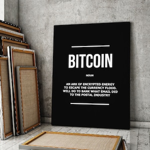 Bitcoin Definition Wall Art Office Decor Canvas Print, Bitcoin Noun Print, Cryptocurrency Sign, BTC Sign, Crypto Gift, Bitcoin Art Quote