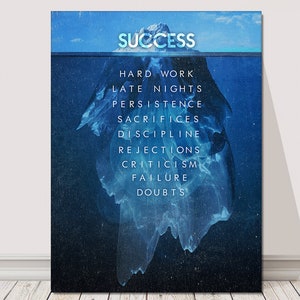 Iceberg Success Canvas Print Motivational Wall Office Decor Modern Art Inspirational Decoration Motivation Hustle Entrepreneur Inspiration