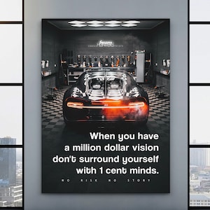 Bugatti Mindset Poster, Hustle Printable Vision Canvas Print Inspirational Super Car Wall Art Entrepreneur Office Decor Money Digital Art