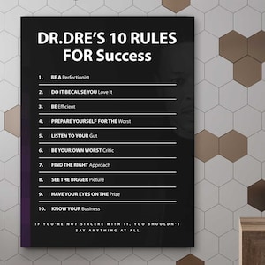 Dr. Dre 10 Rules For Success Wall Art, Hip-Hop Rapper Quote West Coast Canvas Compton Print, Music Poster Printable NWA Digital Art Rap Sign