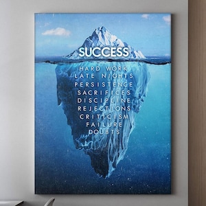 Iceberg Success Wall Art Motivational Canvas Print for Entrepreneurs Inspiring Success Quote Decor