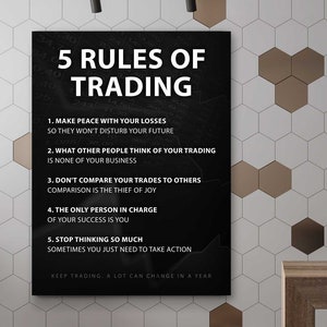 5 Rules Of Trading Motivational Wall Art Trader Office Decor Canvas Print, Trader Investor Printable, Money Poster, Stock Market Digital Art