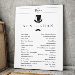 Gentleman Inspiration Canvas Print, Man Motivation Wall Art