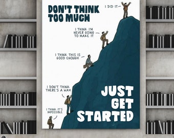 Just Get Started Motivational Wall Art Canvas Print | Office Decor Poster | Entrepreneur Mindset Art | Success Quote | Digital Download