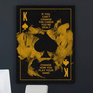 Arte murale su tela Poker Mindset, decorazione da parete per sala giochi Card King, poster Man Cave, stampa motivazionale per giocatori, cartello regalo per giochi