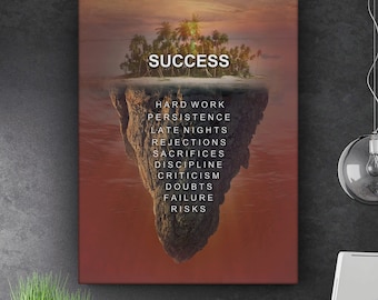 Quadro su tela con definizione di successo, poster motivazionale per il duro lavoro, stampa con mentalità imprenditoriale, decorazione per ufficio con successo