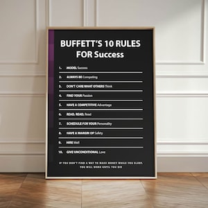 Podróż sukcesu z 10 zasadami sukcesu Warrena Buffetta Wydruk na płótnie Inspirujący plakat do dekoracji biura Motywujący przedsiębiorca Sztuka ścienna