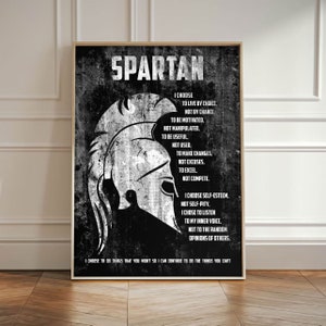 Spartan Warrior Wall Art Wybieram Sparta Men Motywacyjny cytat Wydruk na płótnie, starożytny grecki król Leonidas plakat, znak hełmu żołnierza bojowego