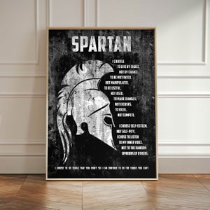 Spartan Warrior Wall Art I Choose Sparta Men Motivational Quote Canvas Print, Ancient Greek King Leonidas Poster, Battle Soldier Helmet Sign