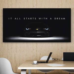 Chevrolet Camaro Wall Art Canvas Print Motywacyjny cytat dla miłośników samochodów Wystrój garażu samochodów sportowych