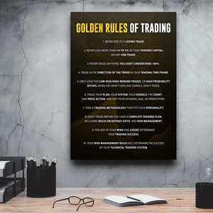 Golden Rules of Trading Wall Art • Trader Office Decor • Stock Market Canvas Print • Finance Poster • Trading Rules Art • Entrepreneur Gift