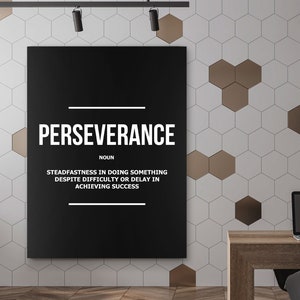 Perseverance Definition Wall Art – Motivational Canvas Print, Office Poster, Minimal Typography Decor, Inspirational Quote, Digital Download