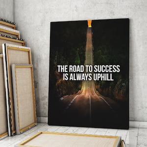 Road To Success Office Decor Motivational Wall Canvas Inspiration Digital Art Quote Poster Hills Sign, Entrepreneur Printable Mountain Print