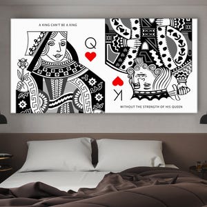 Impresión en lienzo de arte de pared de la realeza, rey y reina: elegante decoración para dormitorio de pareja, juego de cartas único, obra de arte para él y para ella, regalo para él y para ella