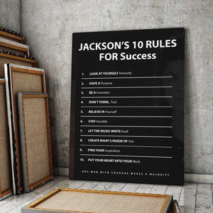 Michael Jackson 10 Rules For Success Wall Art, King Of Pop Music Printable Moonwalk Print, Musical Genius Quote Canvas Dance Moves Poster